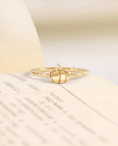 Gold Pumpkin Dainty Stacking Ring for Women