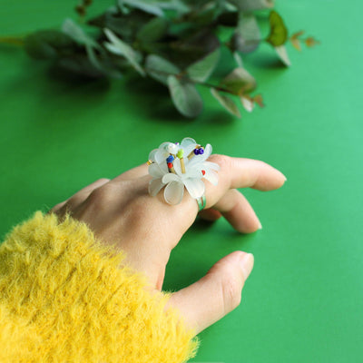 Big Flower Beaded Statement Ring
