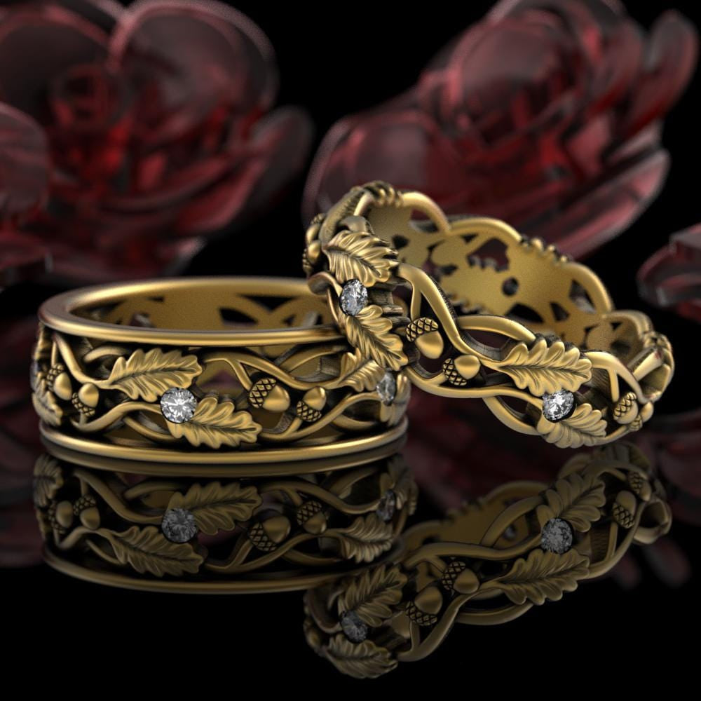 Womens Gold Nature Wedding Band