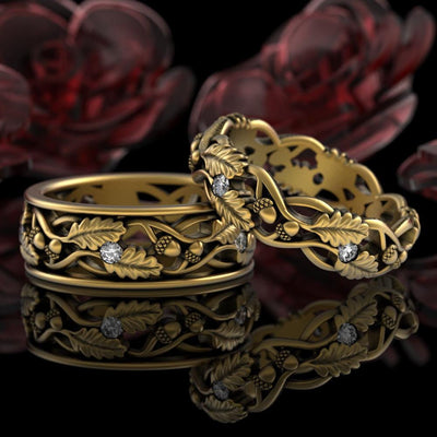 Womens Gold Nature Wedding Band