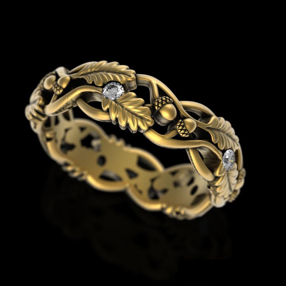 Womens Gold Nature Wedding Band