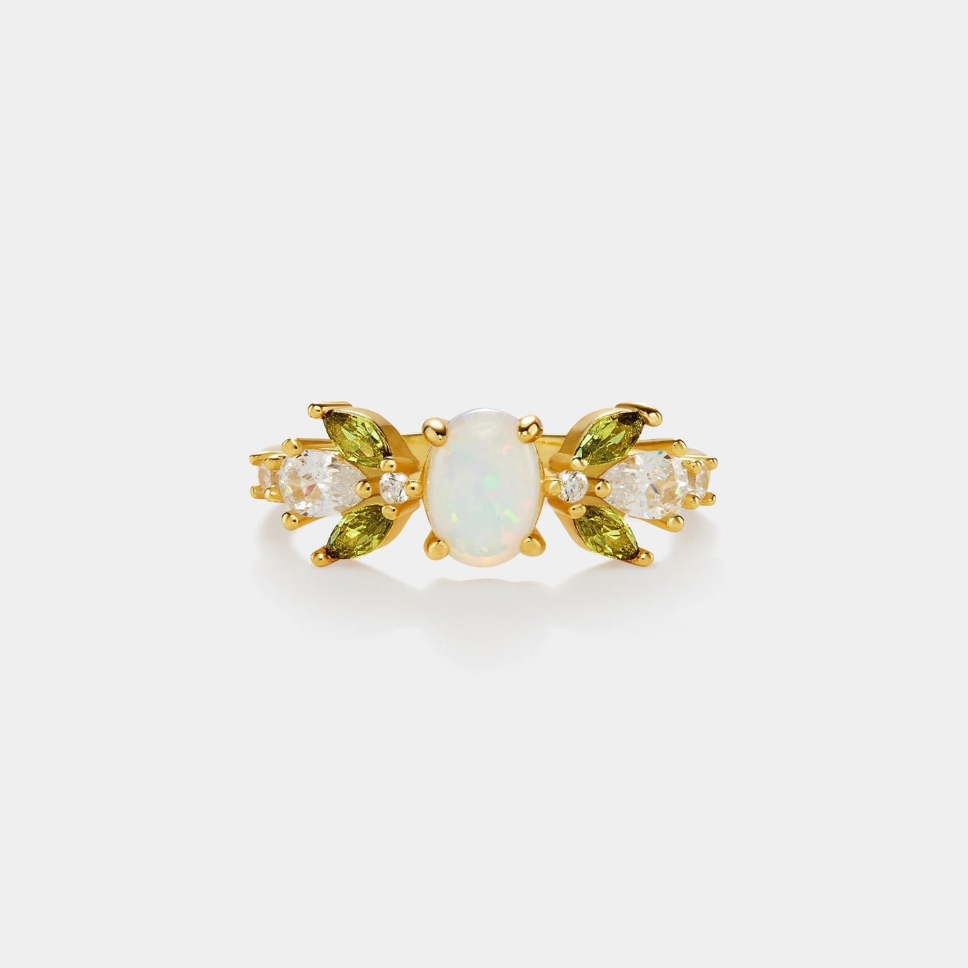 Opal Olive Leaf Stacking Dainty Ring