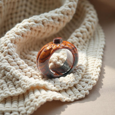 Handmade Pumpkin Carved Wood Ring
